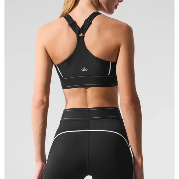 ALO Yoga Black and White Sports Bra - Picture 3 of 7
